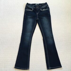 Mudd Girls Jeans Dark Wash Bootcut Embellished Pockets Size 8